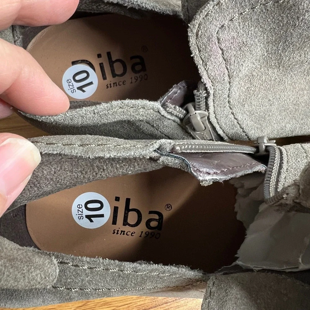 Diba Short Ankle Boots Booties Size 10W 10 Wide Leather Suede Taupe Gray NEW‎